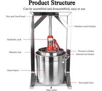 Pressa per Vino, Spremiagrumi Idraulico in Acciaio Inox da 12/22 Litri, Spremiagrumi Manuale, Spremiagrumi per Sidro, UVA, Verdure, Macchina per la Pressatura del Vino 12L
