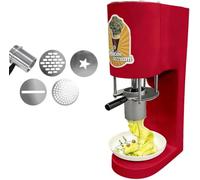 Pressa Professionale per Gelato Spaghetti, Macchina Soft Serve con 4 Stampi Intercambiabili, Operazione a Un Tocco, 8s, Acciaio Inox Alimentare per Gelateria, Food Truck,Red