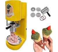 Pressa Professionale per Gelato Spaghetti, Macchina Soft Serve con 4 Stampi Intercambiabili, Operazione a Un Tocco, 8s, Acciaio Inox Alimentare per Gelateria, Food Truck,Yellow