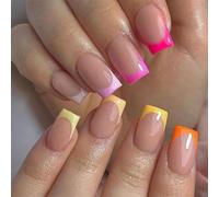 Pressa quadrata corta sulle unghie finte unghie lucido acrilico bastone artificiale per le donne 24pcs adesivi stampa chiodo bara mandorla chiodo francese chiodo