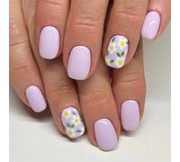 Pressa quadrata corta sulle unghie Suggerimenti francesi Chiodi finte Coperture complete Errore con disegni floreali Design acrilico artificiale Unghie false