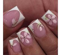 Pressa Quadrata Unghie Flows Finisci Chiodi Incollate Sugli Luccichini Acrilico Artificiale 24 Stick For Women Preming Nail Coffin Almond French French Nail