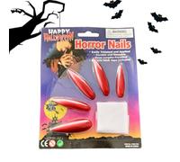 Pressa Spettrale Sulle - Lunghe Gotiche Nere | Finte, Lunghe Pressa Spettrale Nera Su Per Il Vestito Di Halloween, Premi Su, Chiodi Finte Di Halloween Rosse Per Il C