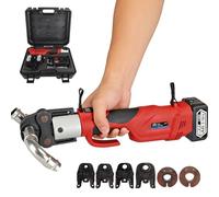 Pressatrice idraulica elettrica per tubi, utensile per crimpatura idraulico a batteria con pressione di 38 kN, crimpatura rapida, dispositivo per pressatura tubi rotazione a 360°(15-50 mold)