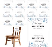 PRESSINART 12 Pezzi Segni per Sedie Riservate 17.7 x 11.8 Pollici Segno Questa È Riservata Panno Floreale Blu per Sedute Segnaposto per Ricevimenti Feste Celebrazioni Eventi Riunioni Decorazione per