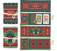 PRESSINART 2 pezzi 2 Stile Borsa Porta Tarocchi 6.3 x 5.1pollici Piccola Tasca per Tarocchi con Motivo Vintage Verde e Rosso Avvolgimento In Tessuto Custodia per Carte Oracolo Accessori per La Lettura