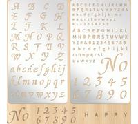 PRESSINART 2 Pezzi 2 Stili di Modelli di Lettere e Numeri in Metallo 4 x 7 Pollici Set di Stencil in Acciaio Inossidabile con Alfabeto Numeri Font e Motivi per Intagliare Incisioni Disegni Fai da Te