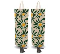 PRESSINART 2 Pezzi Porta Sacchetti di Plastica in Tessuto con 4 Ganci Adesivi Moo Floreale in Poliestere Lavabile e Riutilizzabile Organizzatori da Parete per Casa Cucina Spesa Auto Decorazione