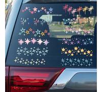 PRESSINART 4 Pezzi 4 Stili Adesivi Riflettenti A Forma di Stella Adesivi A Forma di Stella per Bici Motivo Scintillante Impermeabile Adesivi Autoadesivi in Pet per Camion Auto Carrozzeria Finestre