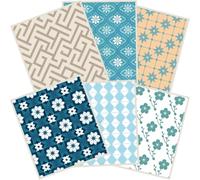 PRESSINART 6 Pezzi 6 Stili Spugne Svedesi Blu per Cucina con Motivi Geometrici Astratti e Floreali Blu Panni Riutilizzabili Assorbenti e Asciugatura Rapida in Spugna di Cellulosa per Pulire Durante