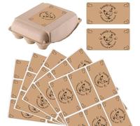 PRESSINART 60 Etichette Uova di Pollo 5x10 Cm Rettangolari Autoadesive Marroni per Famiglia Fattoria Adesivi Cartoon Etichette Packaging per Scatole Contenitori Azienda Agricola Mercati Negozio