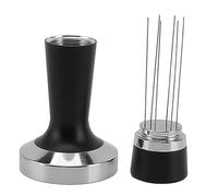 Pressino e distributore per caffè 2 in 1, pressino a base piatta in acciaio inox con manico ergonomico, set di pressino e mescolatore per polvere di caffè a doppio uso per macchine (58 mm)