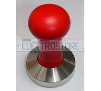 PRESSINO MANICO LEGNO ROSSO CON BASE INOX D.58mm FONDO PIATTO PRES794