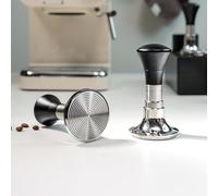 Pressino per caffè espresso da 54 mm con molla calibrata per Breville, autoregolabile da 24 a 15,9 kg, con feedback sonoro, base ondulata in acciaio inossidabile, nero