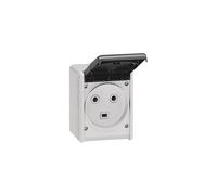 Presso a muro LEGRAND Plexo 2P+T 32A IP44 da installare in superficie Bianca - Nouvo