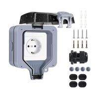 Presso presa esterna impermeabile, spina resistente alle intemperie IP66 con montaggio a superficie, presa da parete esterna 16A con coperchio a ribalta, pres a da giardino a 1 via per ambienti umidi