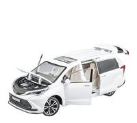 Pressofuso 1 24 Per Scala TOYOTA SIENNA MPV Van Diecast Toy Car Model Miniature Pull Back Sound & Light Doors Apribile Collezione Regalo Decorazione Per La Casa Giocattoli Metal Vehicles non RC(White)