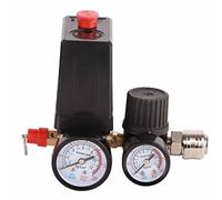 Pressostato del Compressore D'aria da 1/4 di Pollice 220 V, Valvola di Regolazione del Controller a 4 Fori 90-120 PSI con Set di Raccordi Per Manometri Per Compressore D'aria Sostituisce La Valvola