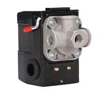 Pressostato del compressore d'aria, interruttore di controllo a 4 porte con leva e scaricatore in metallo, alloggiamento in ABS e porte NPT 1/4" per piccoli compressori d'aria.