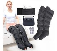 Pressoterapia Gambe e Addome, Stivali Presoterapia Gambe, Professionale Massaggiatore Pressoterapia per Casa Addome e Gambe Braccia, 0-30 Min, 0-240 Mmhg Regolabili (Nero2braccia+2gambe+addome)
