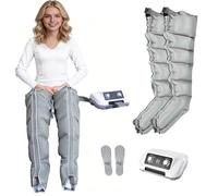 Pressoterapia Linfodrenaggio, Massaggiatore A Compressione Pneumatica 6 Camere, Pressione Regolabile 0-240 Mmhg, Timer 0-30 Min, Migliora Il Ritorno Venoso, Allevia Dolori E Ritenzione Idrica