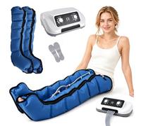 Pressoterapia per Casa 6 Camere (Blu, 2 Gambe L) | Pressoterapia Linfodrenaggio Professionale, Apparecchio Massaggiatore Gambe Addome E Braccia, 0-30 Min, 0-240 mmHg