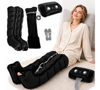 Pressoterapia per Casa 6 Camere (Nero, 2 Gambe + 1 Addome L) | Pressoterapia Linfodrenaggio Professionale, Apparecchio Massaggiatore Gambe Addome E Braccia, 0-30 Min, 0-240 mmHg