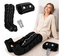 Pressoterapia per Casa 6 Camere (Nero, 2 Gambe L) | Pressoterapia Linfodrenaggio Professionale, Apparecchio Massaggiatore Gambe Addome E Braccia, 0-30 Min, 0-240 mmHg