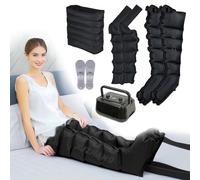 Pressoterapia per casa addome e gambe con 6 cavità︱ macchina per pressoterapia domestica | 6 cavità aria pressoterapia gambe (nero, macchina + gambe + bracci + vita)