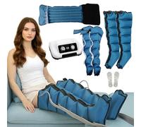Pressoterapia per Casa Gambe e Addome e Braccia - 6 Camere Massaggiatore Compressione d'Aria - Linfodrenaggio Professionale Anticellulite, Rilassamento Muscolare (Blue, 2legs+2arms+waist)