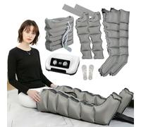 Pressoterapia per Casa Gambe e Addome e Braccia - 6 Camere Massaggiatore Compressione d'Aria - Linfodrenaggio Professionale Anticellulite, Rilassamento Muscolare (Grey, 2legs+2arms+waist)