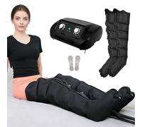Pressoterapia per Casa Gambe e Addome e Braccia - 6 Camere Massaggiatore Compressione d'Aria - Linfodrenaggio Professionale Anticellulite, Rilassamento Muscolare (Black, 2legs)