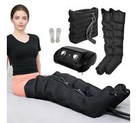 Pressoterapia per Casa Gambe e Addome e Braccia - 6 Camere Massaggiatore Compressione d'Aria - Linfodrenaggio Professionale Anticellulite, Rilassamento Muscolare (Black, 2legs+waist)