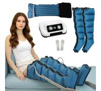 Pressoterapia per Casa Gambe e Addome e Braccia - 6 Camere Massaggiatore Compressione d'Aria - Linfodrenaggio Professionale Anticellulite, Rilassamento Muscolare (Blue, 2legs+waist)