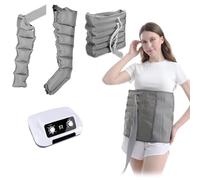 Pressoterapia Per Casa, Massaggiatore Elettrico a Compressione 6 Camere D'Aria Per Gambe E Addome, Pressoterapia Professionale Linfodrenaggio, Funzione Di Cronometraggio (Gray, 1 arm + 1 leg + waist)