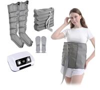 Pressoterapia Per Casa, Massaggiatore Elettrico a Compressione 6 Camere D'Aria Per Gambe E Addome, Pressoterapia Professionale Linfodrenaggio, Funzione Di Cronometraggio (Gray, 2 legs + waist)