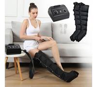 Pressoterapia per Casa per Gambe e Addome con 6 Airbag, Massaggiatore Elettrico a Compressione d'Aria, D'aria Pressoterapia Linfodrenaggio con Funzione di Cronometraggio, Nero