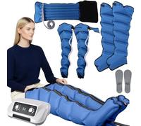 Pressoterapia Per Casa Per Gambe E Addome, Macchinario Pressoterapia Linfodrenaggio Professionale, Apparecchio Massaggiatore Gambes E Piedi Linfodrenante (Blu, 2 Gambe + 2 Braccia + 1 Addome)