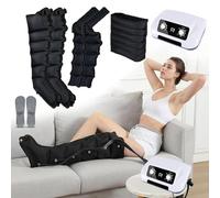 Pressoterapia Per Casa Per Gambe E Addome, Massaggiatore Elettrico a Compressione D'Aria, Pressoterapia Linfodrenaggio Professionale Manuale Compact Per Tutto Il Corpo (Black, 2 arms 2 legs 1 waist)