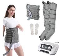Pressoterapia per Casa per Gambe e Addome, Massaggiatore Gambe a Compressione a Aria, Pressoterapia Linfodrenaggio Total Body, Professionale, Massaggio Linfodrenante (Grigio, 2 legs+1 waist)