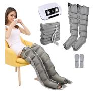 Pressoterapia Per Casa Per Gambe E Addome, Pressoterapia Linfodrenaggio Professionale, Massaggiatore Elettrico Compressione 6 Camere D'aria Per Gambali E Addome (Gray, 2 legs + waist)