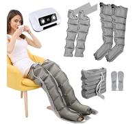Pressoterapia Per Casa Per Gambe E Addome, Pressoterapia Linfodrenaggio Professionale, Massaggiatore Elettrico Compressione 6 Camere D'aria Per Gambali E Addome (Gray, 2 arms + 2 legs + wais)