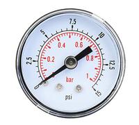 Pressure Gauge,1/8inch BSPT Mechanical Pressure Double Scale Pointer Type Axial Pressure Meter for Air Oil Water Back Connection(0-15psi,0-1bar)