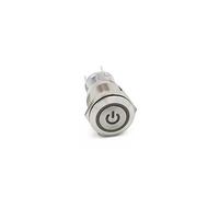 Pressure Switch 19mm Power Mark Press Metal Push Button Switch Waterproof Latching Self-lock Fixation LED Light Illumination 3V-6V 12V-24V 220V(Blue LED,19mm Power)