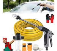 Pressure Washer - 15x More Powerful Than Hoses, Portable Jet Washer Cordless for Three Spray Modes - With Stainless Steel Universal Hose Fit, Power Washer for Patio &Car (C with Pot+15m Hose)