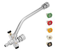 Pressure Washer Double Connector, 1/4-Inch Double Tip Attachment on Foam Cannon, Quick-Connect Heavy-Duty Portable Tool with 5 Nozzles Adjustable Mode for Outdoor, Driveway, and Home