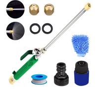 Pressure Washer,Garden hose spray nozzle,Hose Attachment,High pressure cleaning tools,With 2 Different Nozzles and Hose Connectors,For All Kinds of Washing/Watering (Green)