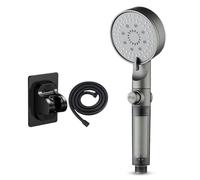 Pressurized Shower Head, 5 Spray Modes Sprinkle Head, High Pressure Filtration, Hard Water Resistant Design, Showerhead Kit for Bathroom, Apartment Living, Spa, Rest Room, Household, Gray Color