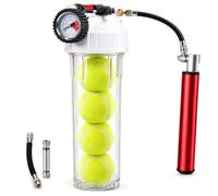 Pressurizzatore e Custodia per Palline da Tennis con Manometro | Capacità 4 palline, pressione regolabile 0-30 PSI con pompa manuale, mantiene la pressione delle palline