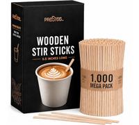 Prestee - 1000 mescolatori per caffè in legno, usa e getta, lunghi 14 cm, per caffè e cocktail, frullatori lisci e senza schegge, ideali per bar, bar e stazioni di bevande